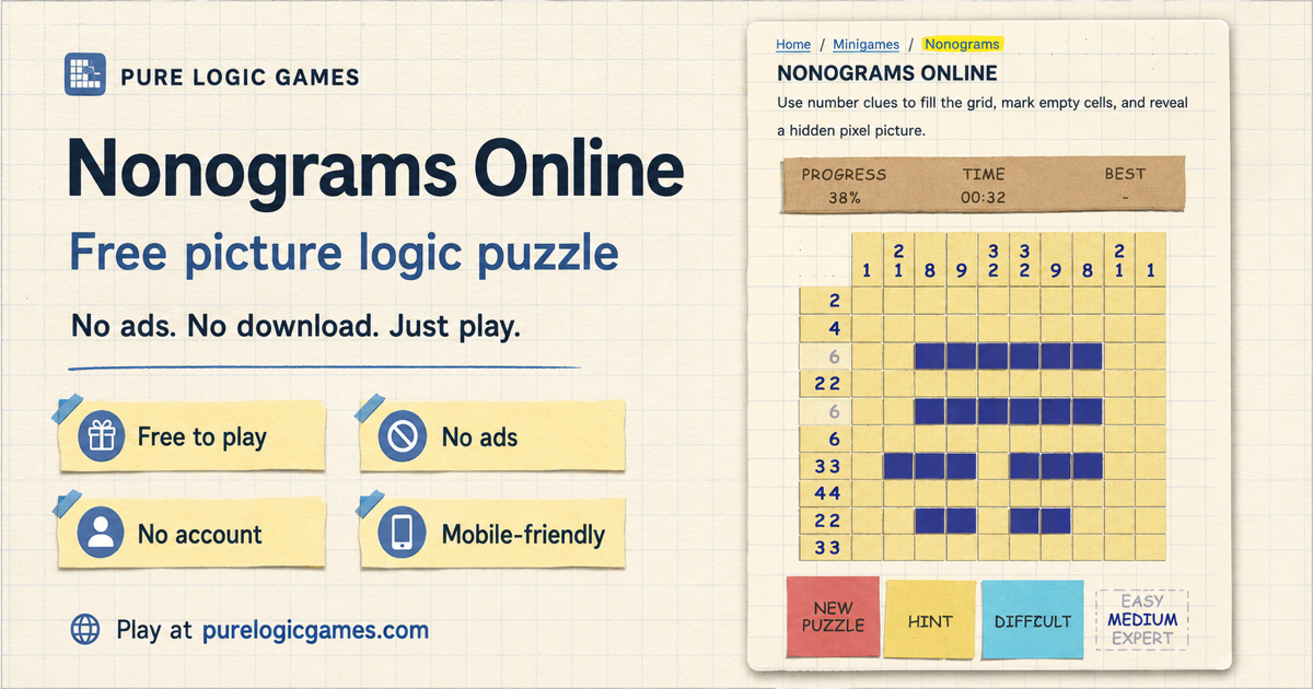 Ninigrams Nonograms Online - Free No Ads Picture Logic Puzzles | Pure Logic Games